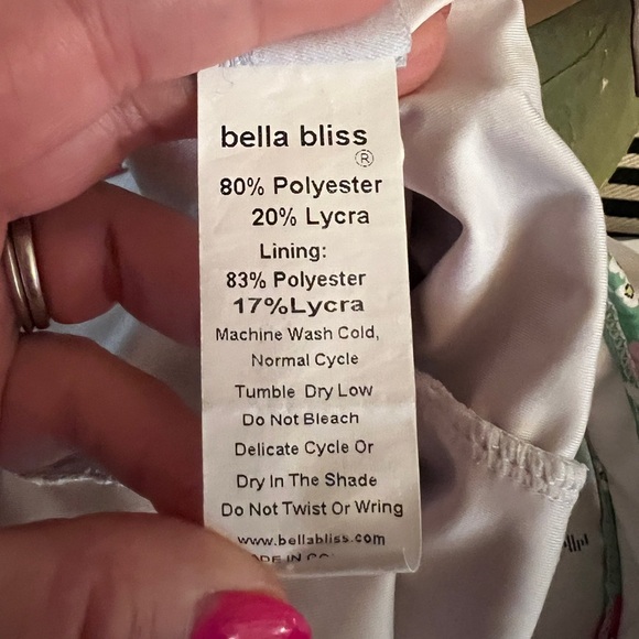 BELLA BLISS Toddler Floral Green and Ruffle One Piece Bathing Suit Size 3 - Picture 4 of 4